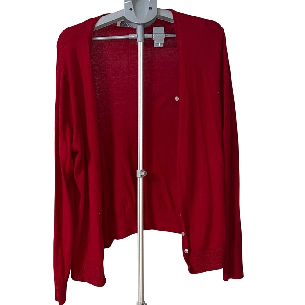 Old Navy Womens XXL Red Button Front V-Neck Cardigan Lightweight Knit Sweater
